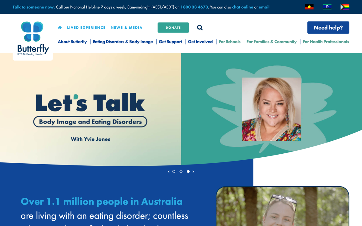 Butterfly Foundation homepage