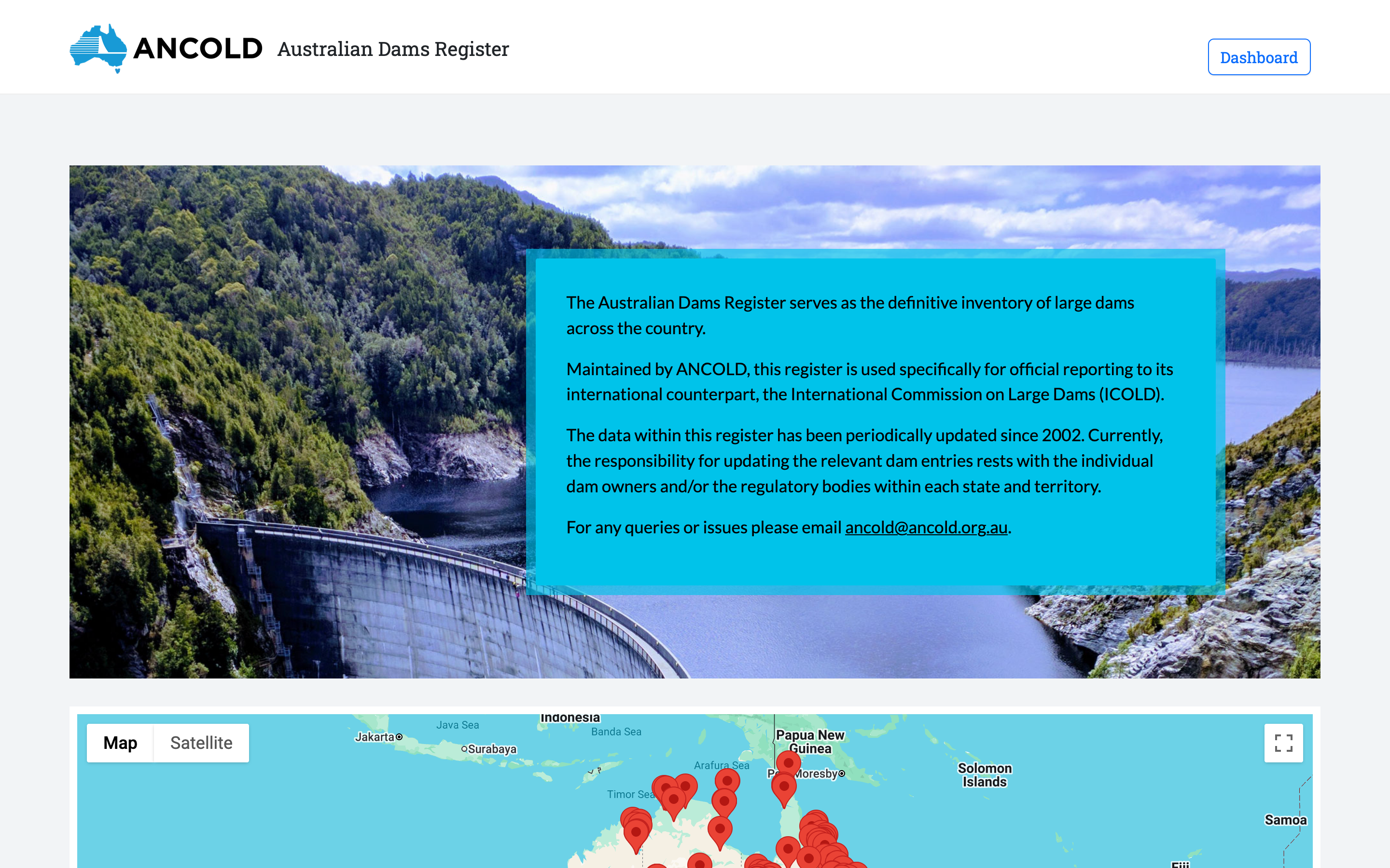 Dam Register Web App