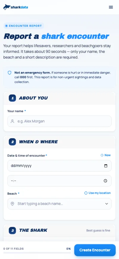 The Sharkdata app on a phone