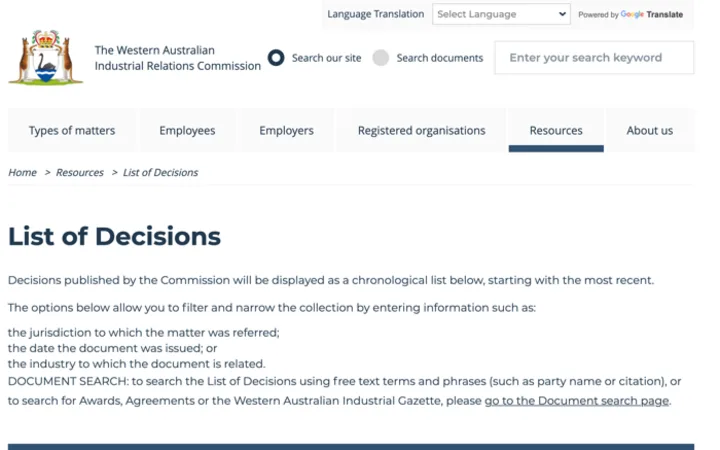Home page of the WAIRC website
